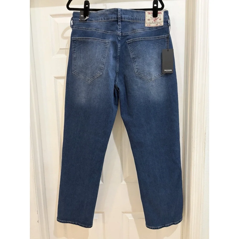 True Religion Jeans Mens 33X32 Blue Bobby Relaxed Baggy Embroidered NWT $184. 33